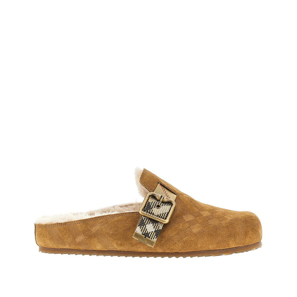 BURBERRY 36 check suede leather urchin clogs