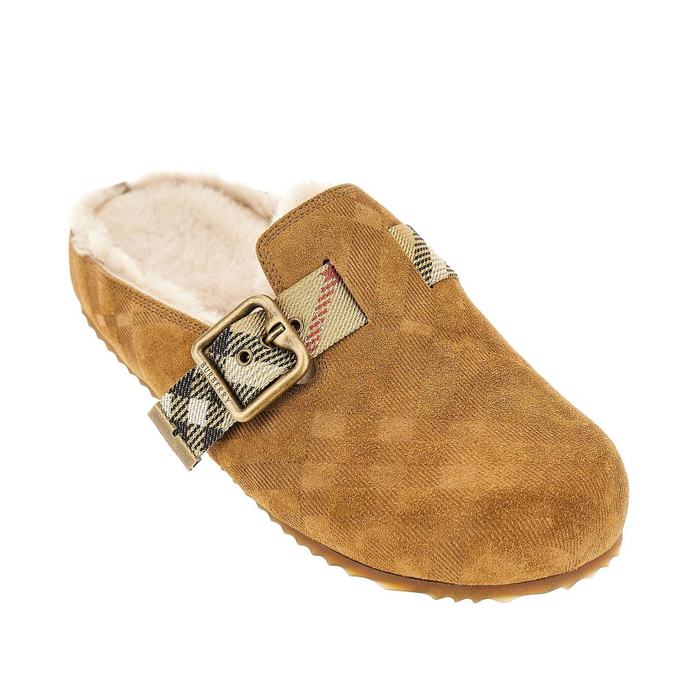 check suede leather urchin clogs