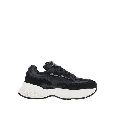 knitted sneakers with faux leather details