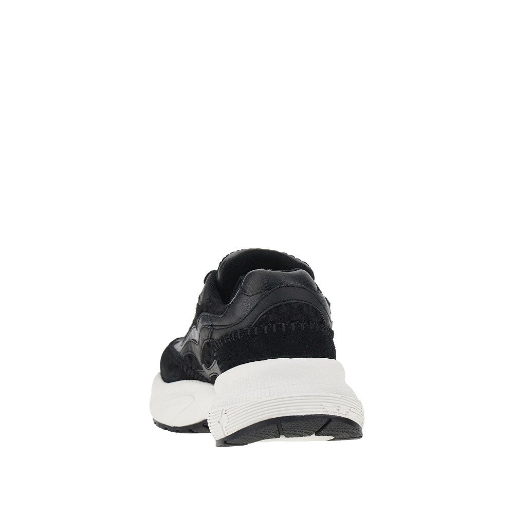 knitted sneakers with faux leather details