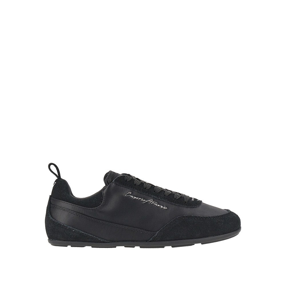 satin and suede leather sneakers
