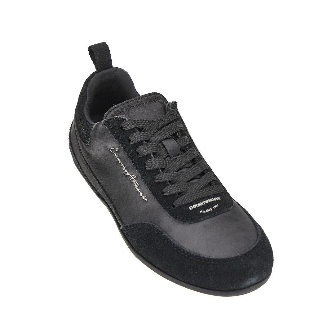 satin and suede leather sneakers