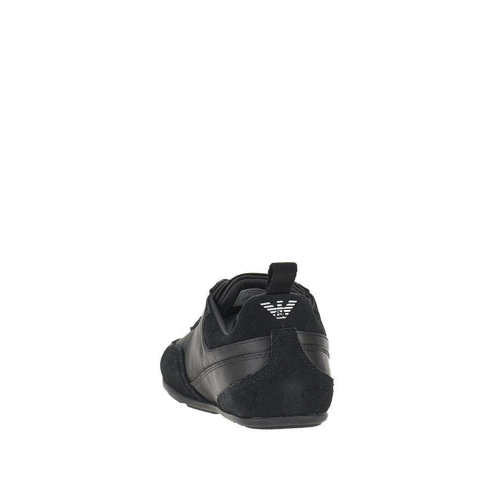 satin and suede leather sneakers