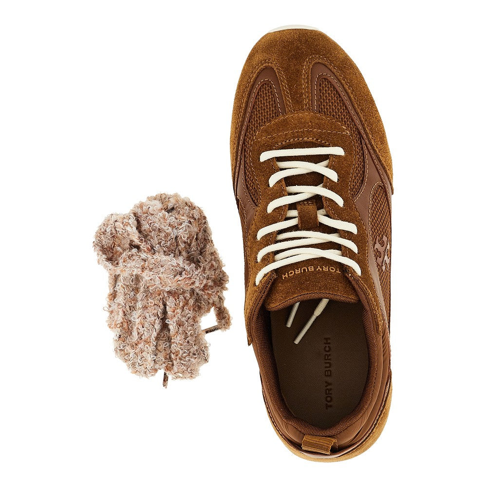 field mesh and leather sneakers