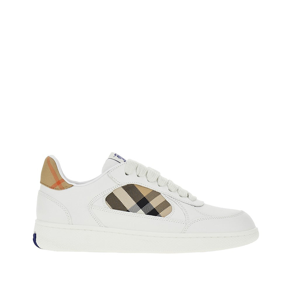 leather and check fabric terrace sneakers