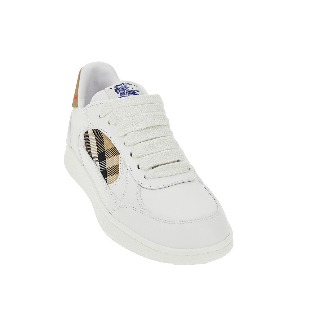 leather and check fabric terrace sneakers