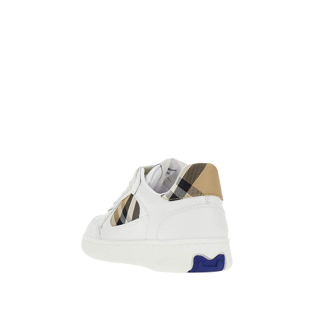 leather and check fabric terrace sneakers