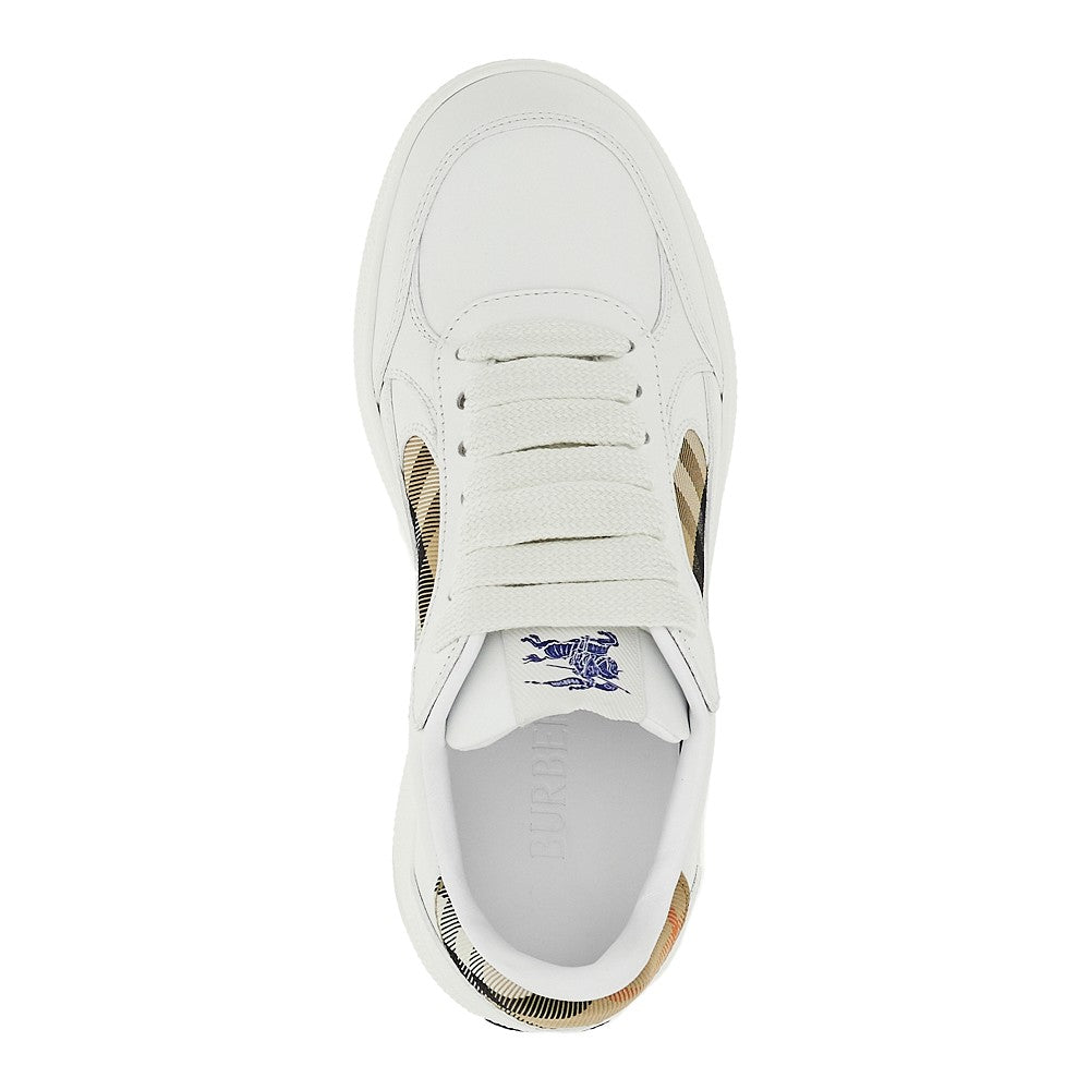 leather and check fabric terrace sneakers