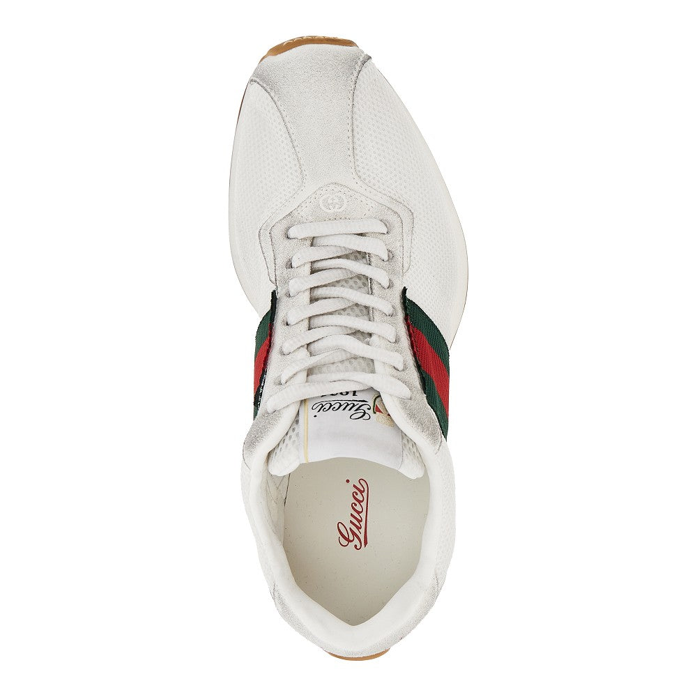 suede leather and mesh tempo sneakers