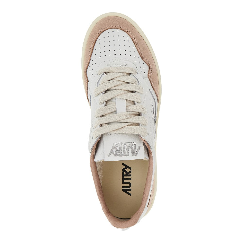suede and leather medalist low sneakers