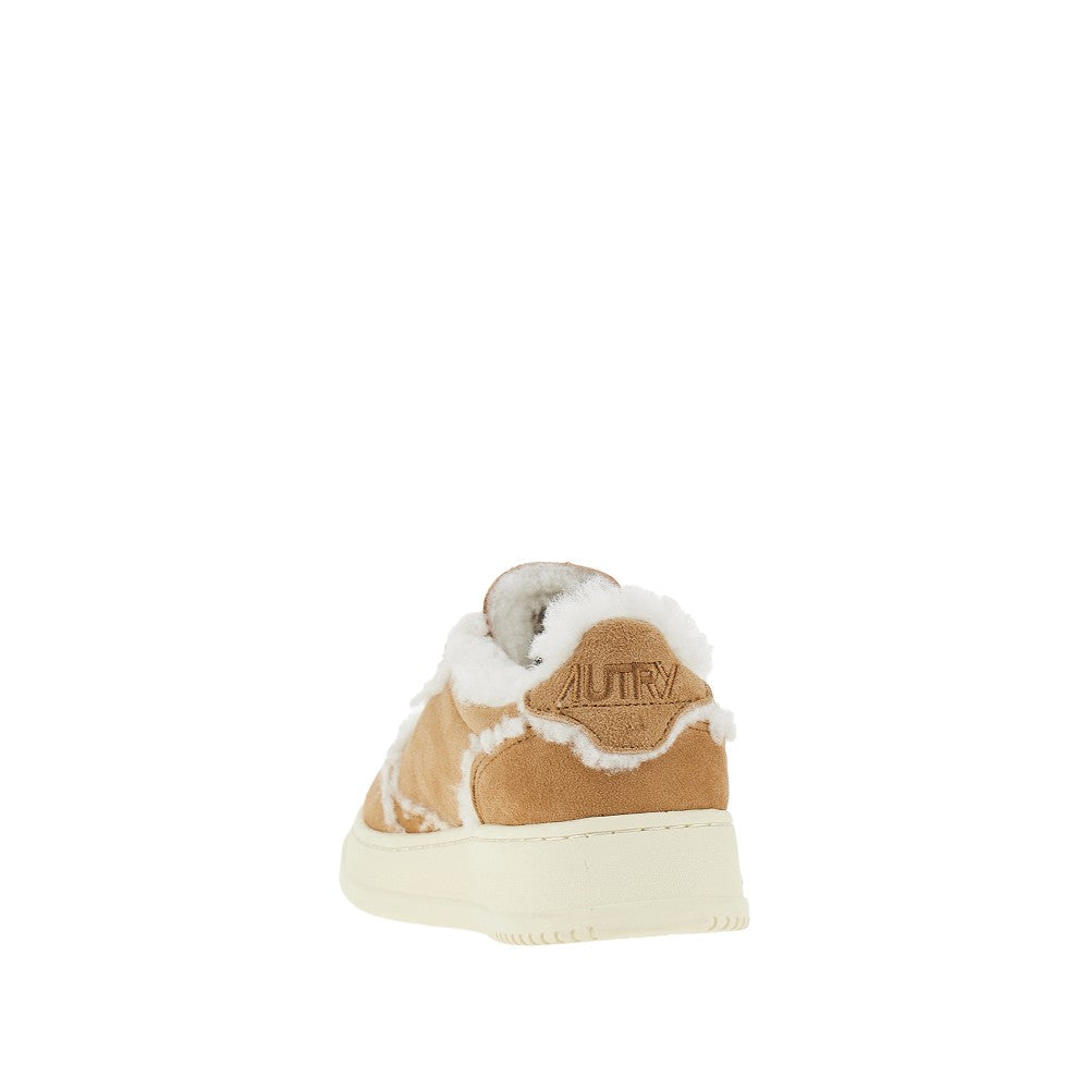 suede and shearling medalist low sneakers