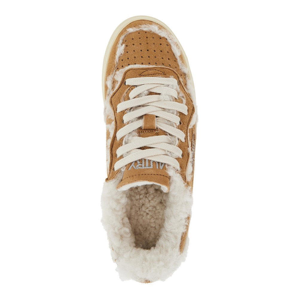 suede and shearling medalist low sneakers