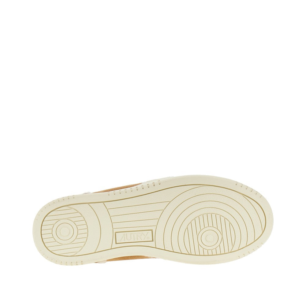 suede and shearling medalist low sneakers