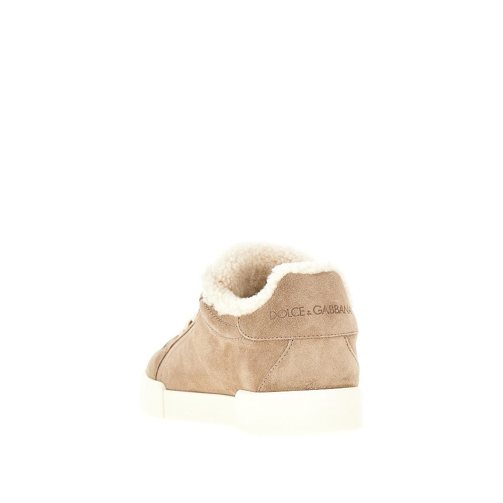 suede and shearling portofino sneakers