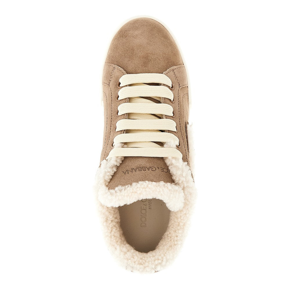 suede and shearling portofino sneakers