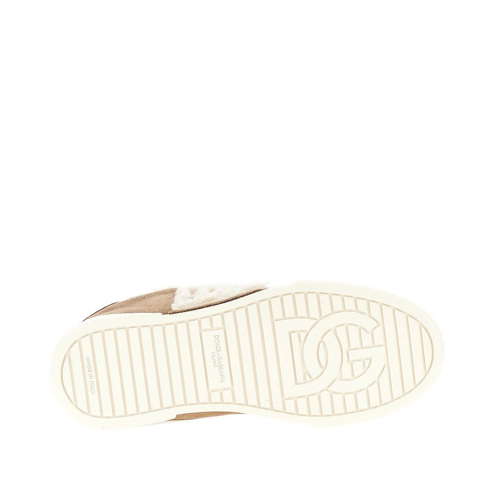 suede and shearling portofino sneakers