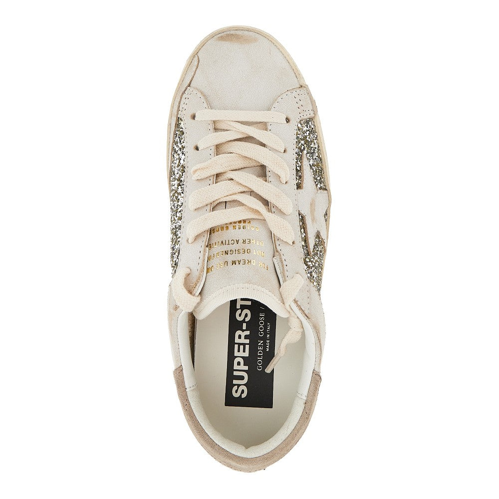 leather and glitter super-star sneakers