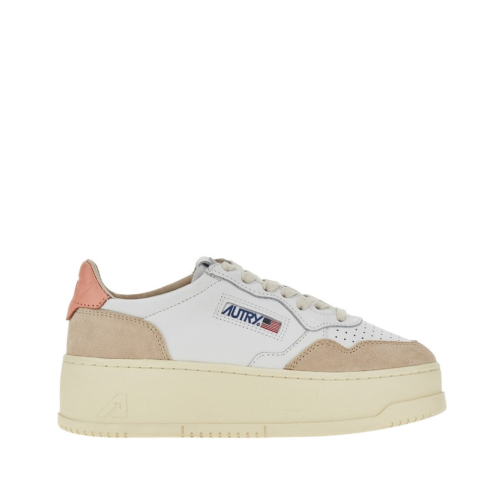 suede and leather medalist platform sneakers
