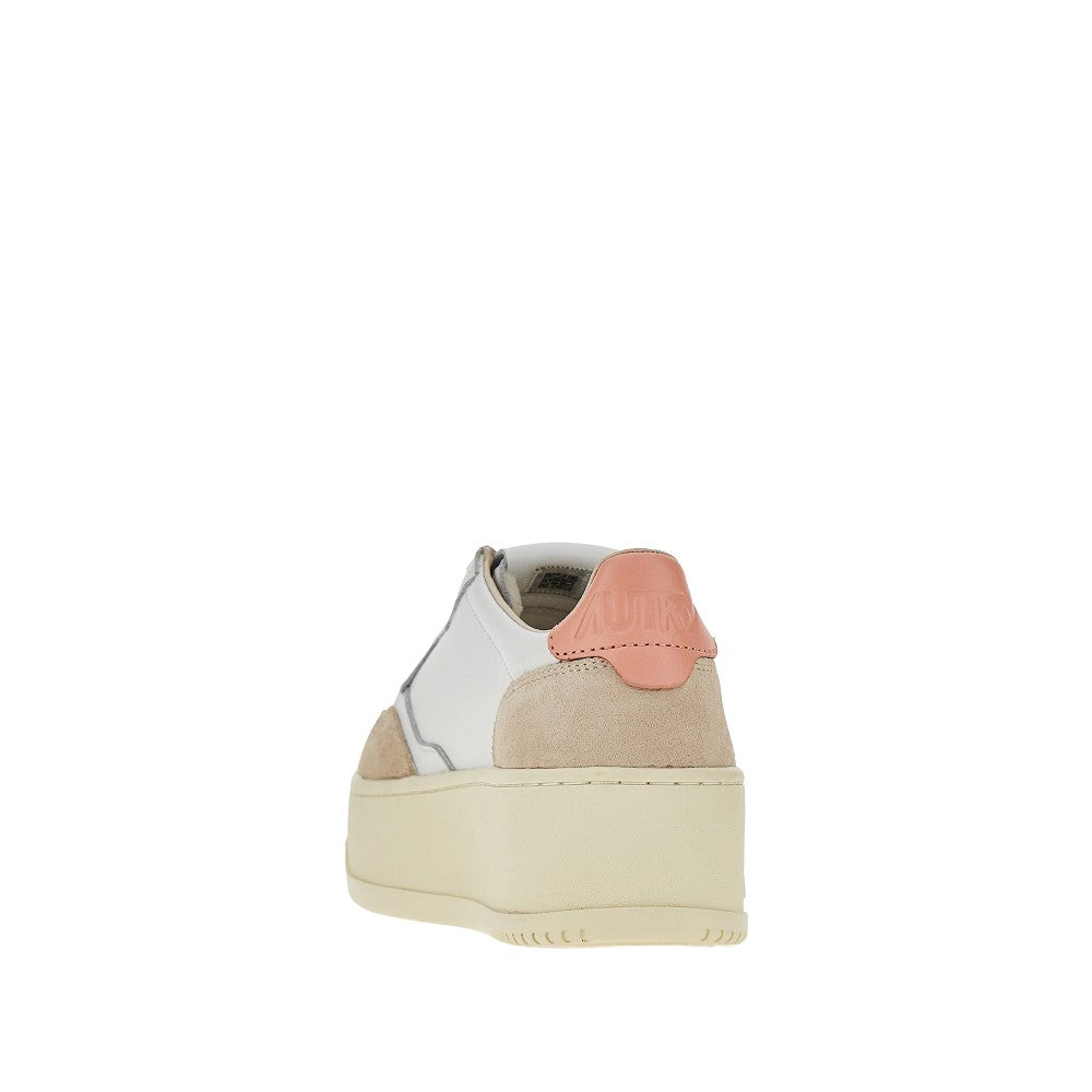 suede and leather medalist platform sneakers