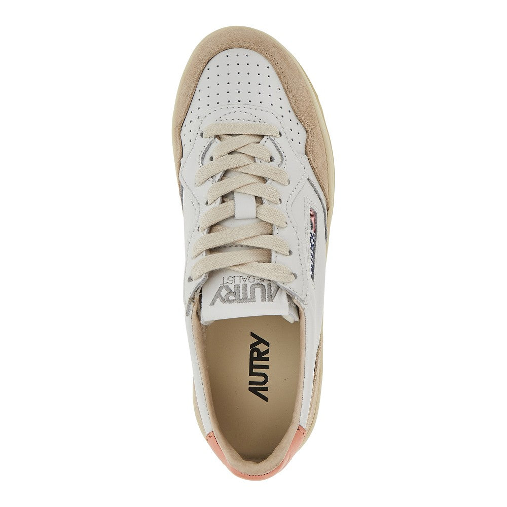 suede and leather medalist platform sneakers