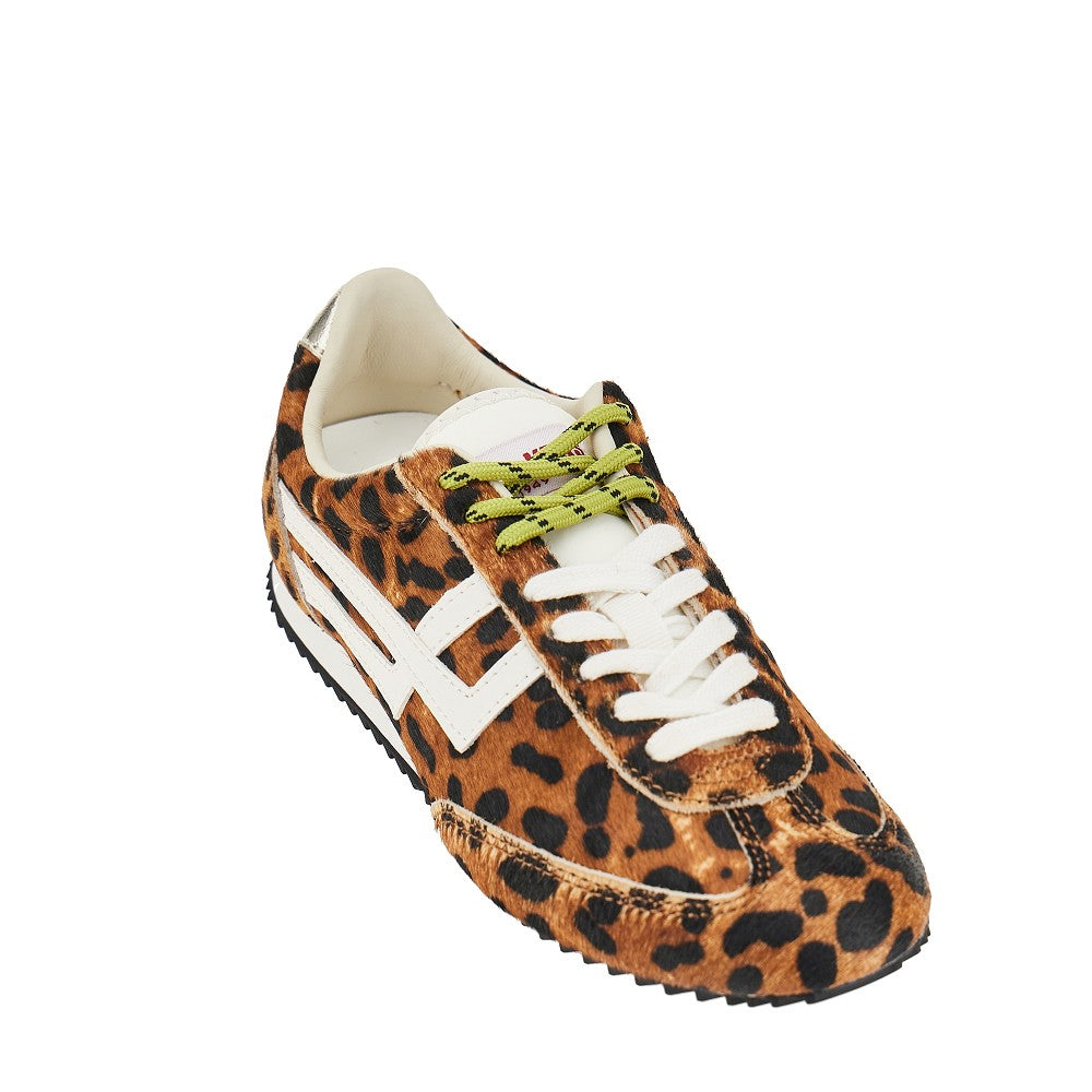 leo-print calf-hair racer 77 sneakers