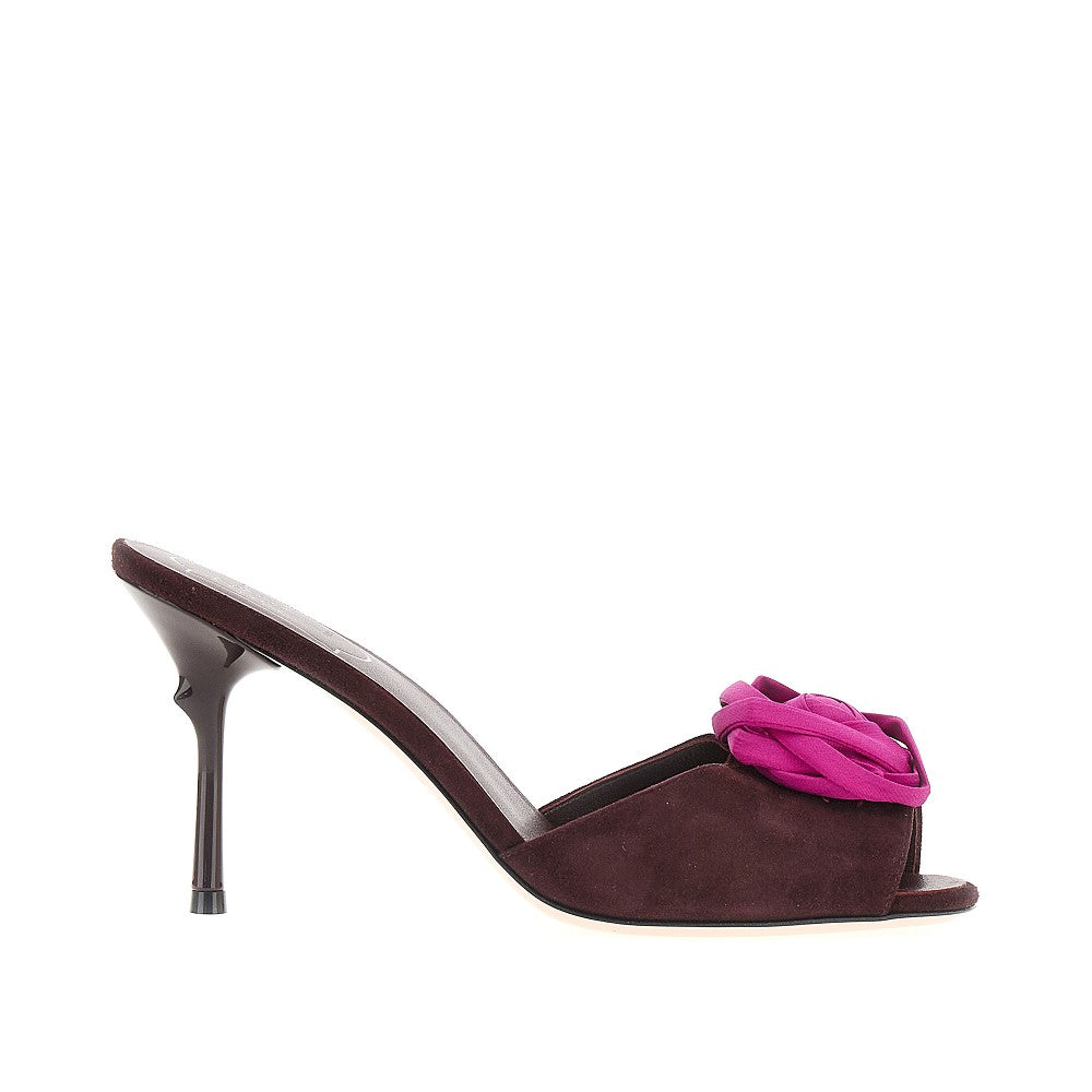 ROGER VIVIER 37 rose vivier suede leather mules