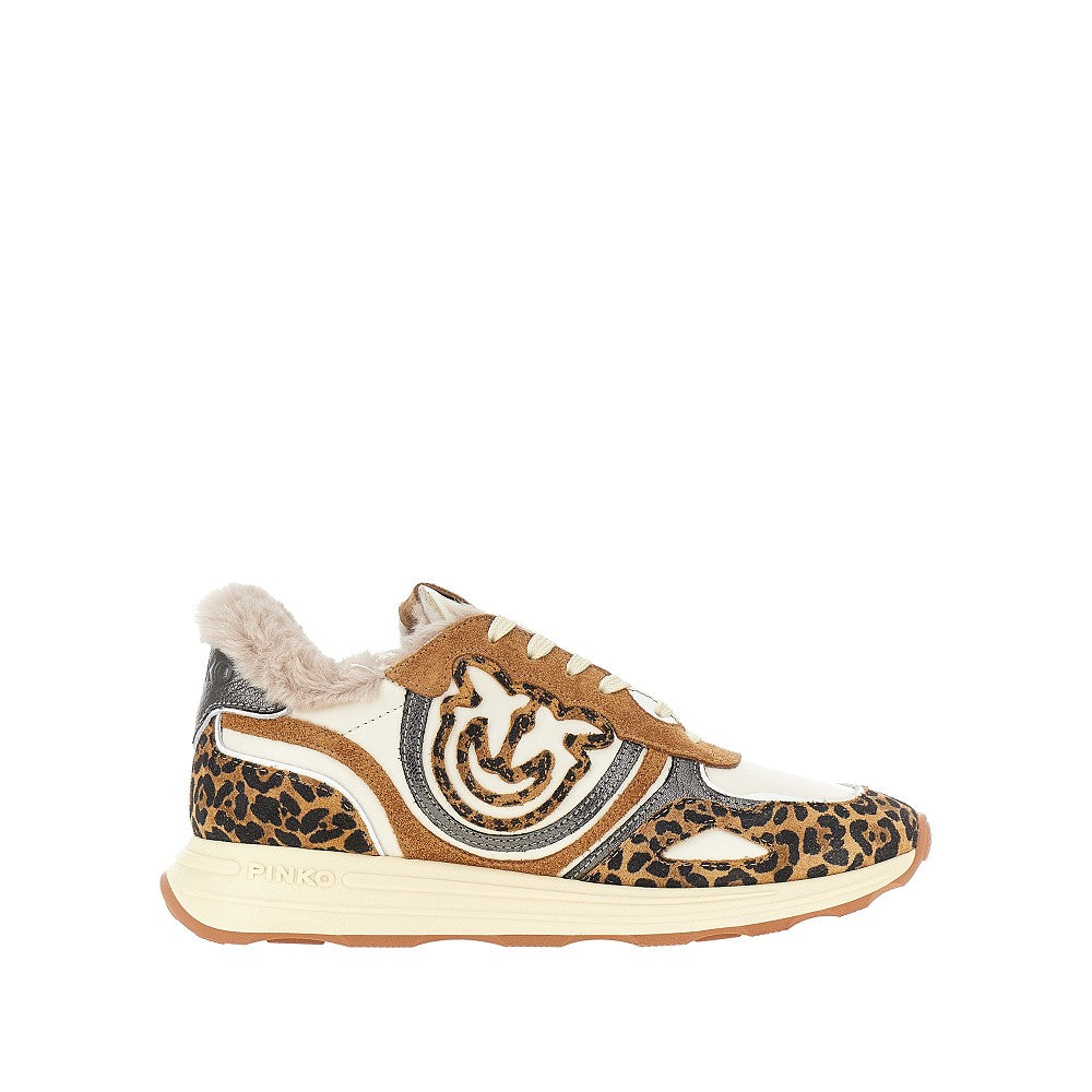 PINKO 36 leather sneakers with leopard motif