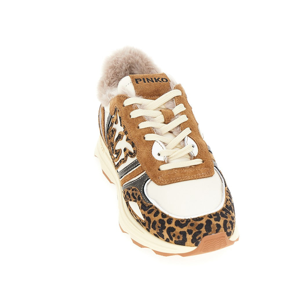 PINKO 36 leather sneakers with leopard motif