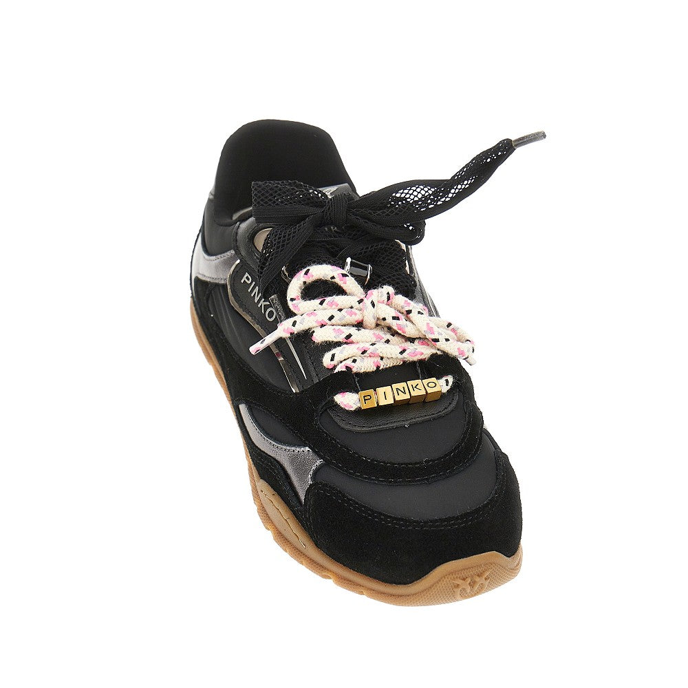 PINKO 36 suede leather and nylon sneakers
