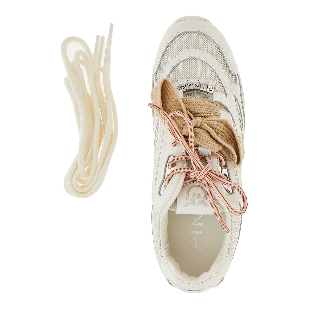 PINKO 36 leather and mesh sneakers