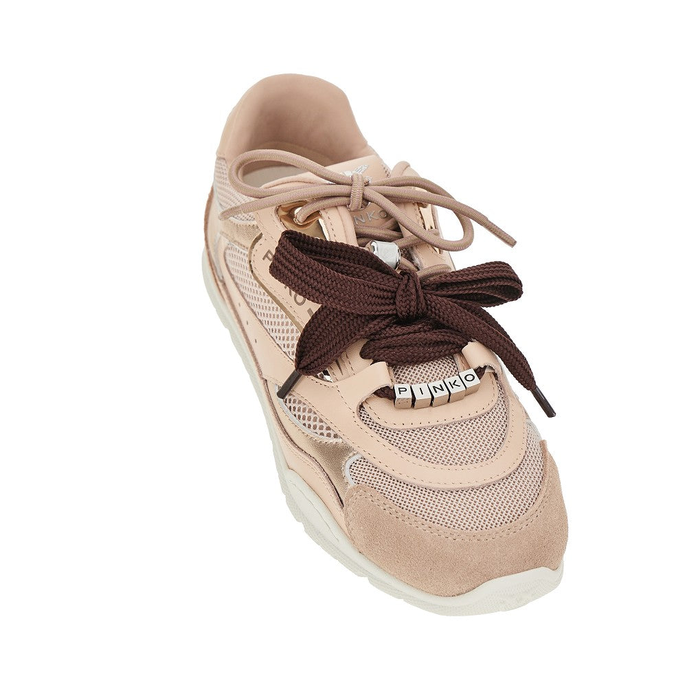 PINKO 36 leather and mesh sneakers
