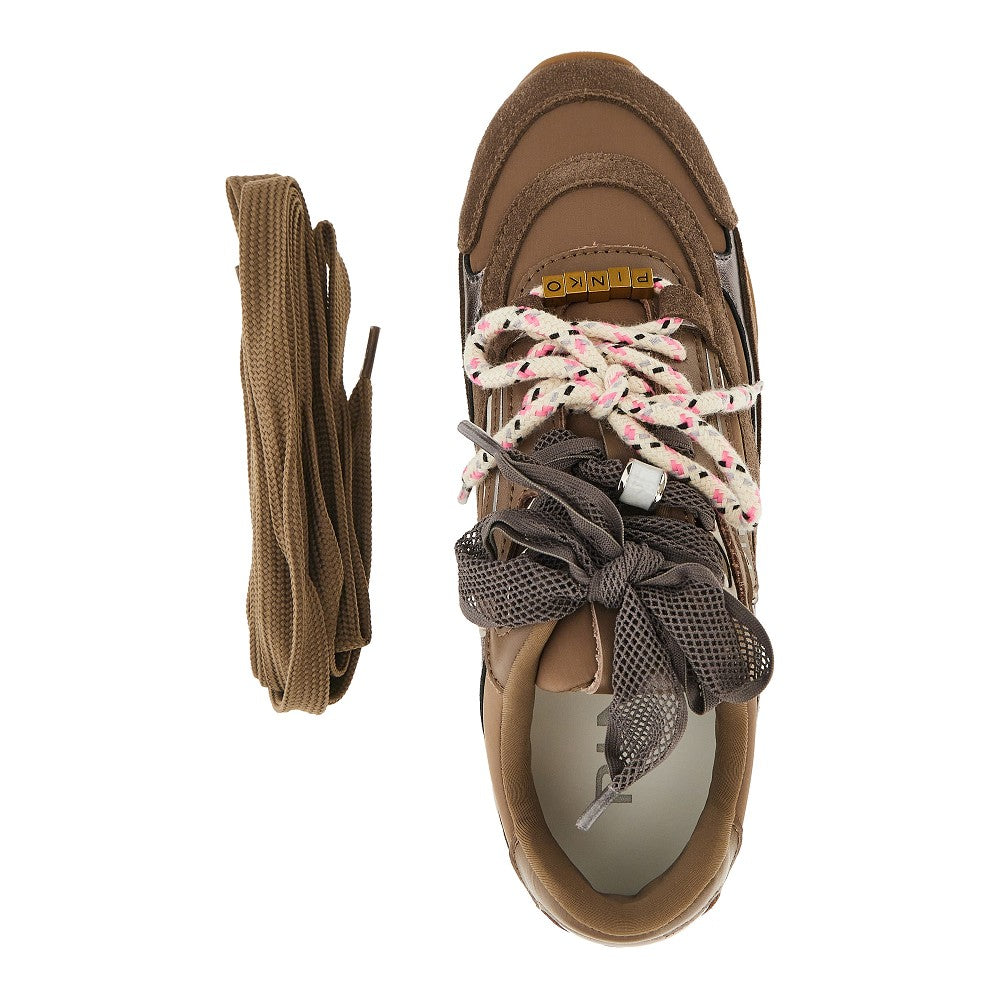 PINKO 36 suede leather and nylon sneakers