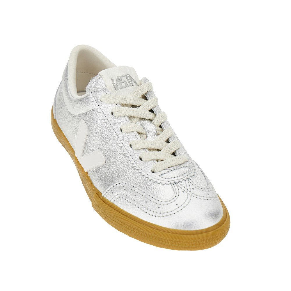 metallic leather volley sneakers