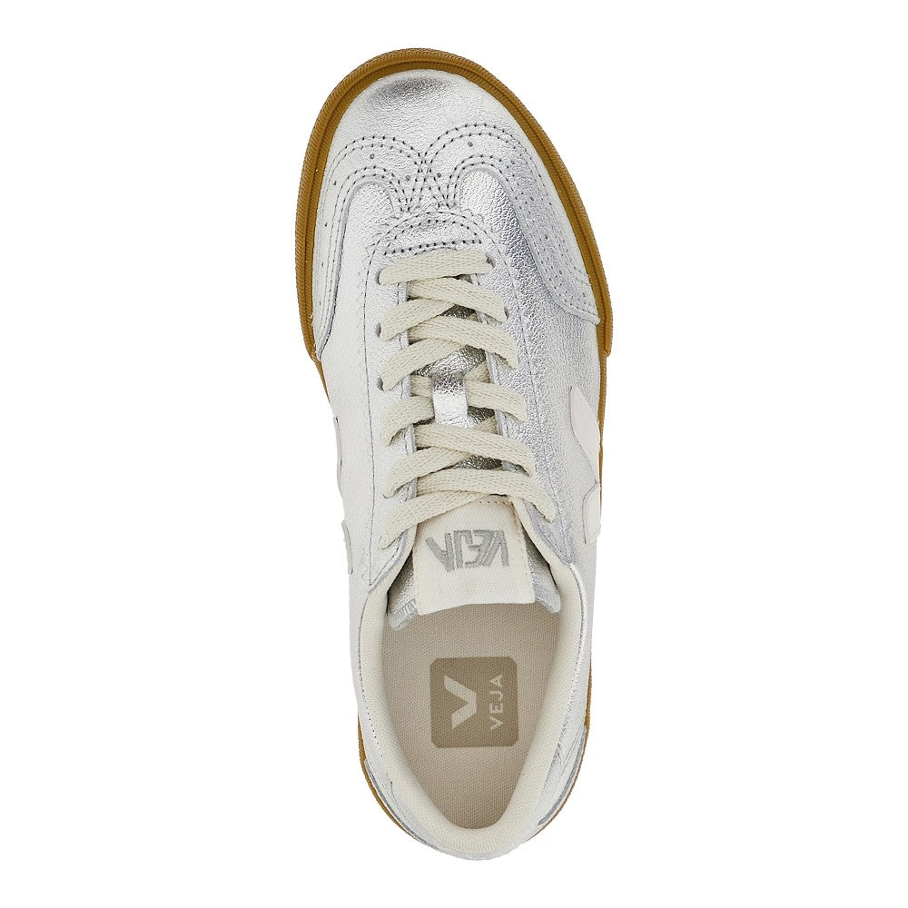 metallic leather volley sneakers