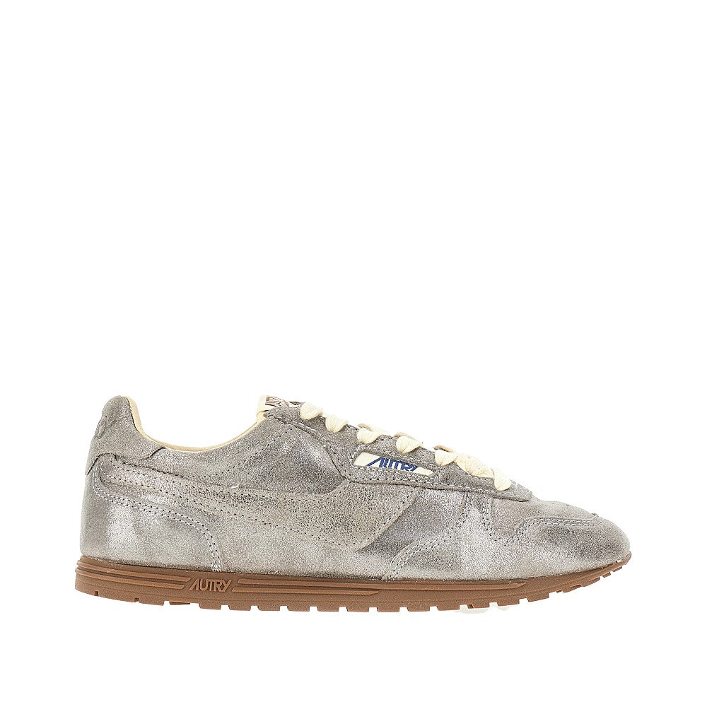 windspin laminated leather sneakers