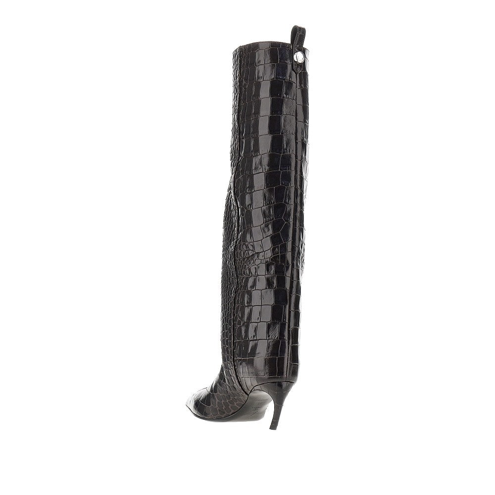 croco-embossed leather lea boots