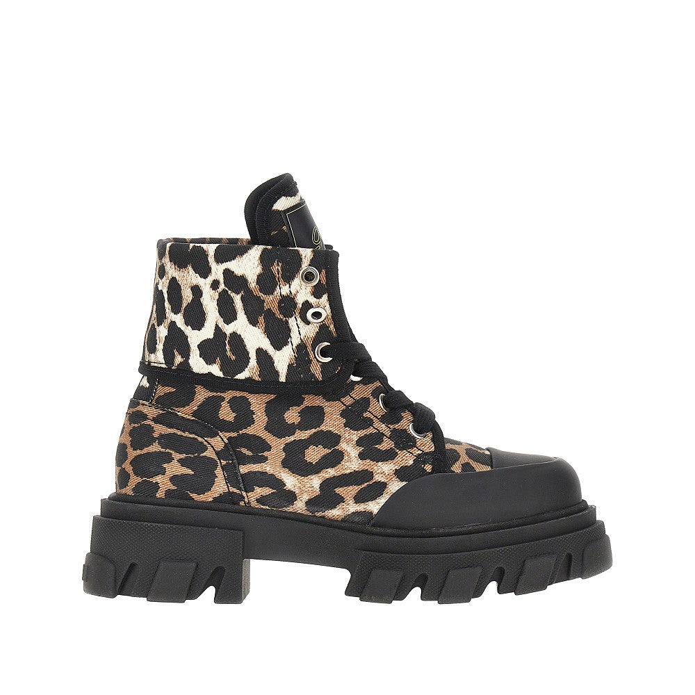 GANNI 36 leopard-printed denim boots