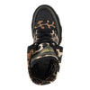 leopard-printed denim boots