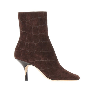 croco-embossed leather ankle boots