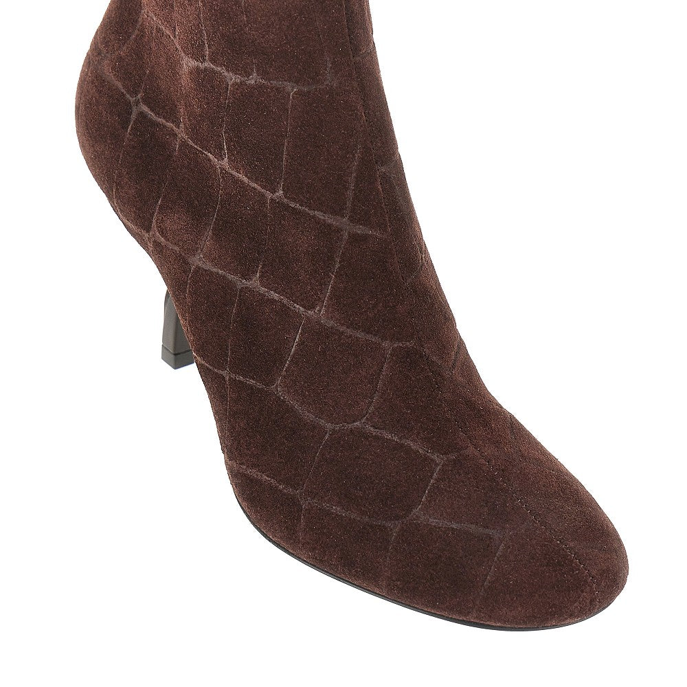 croco-embossed leather ankle boots