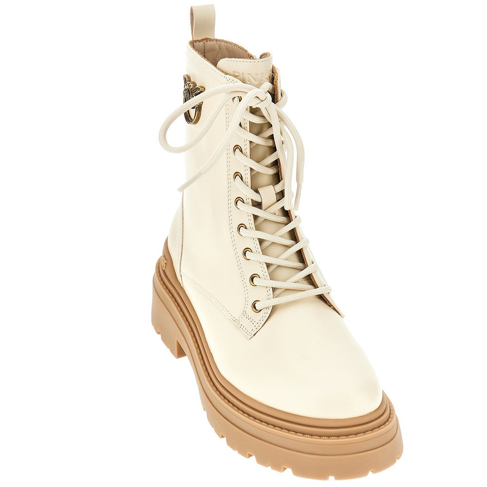 PINKO 40 leather boots with love birds details