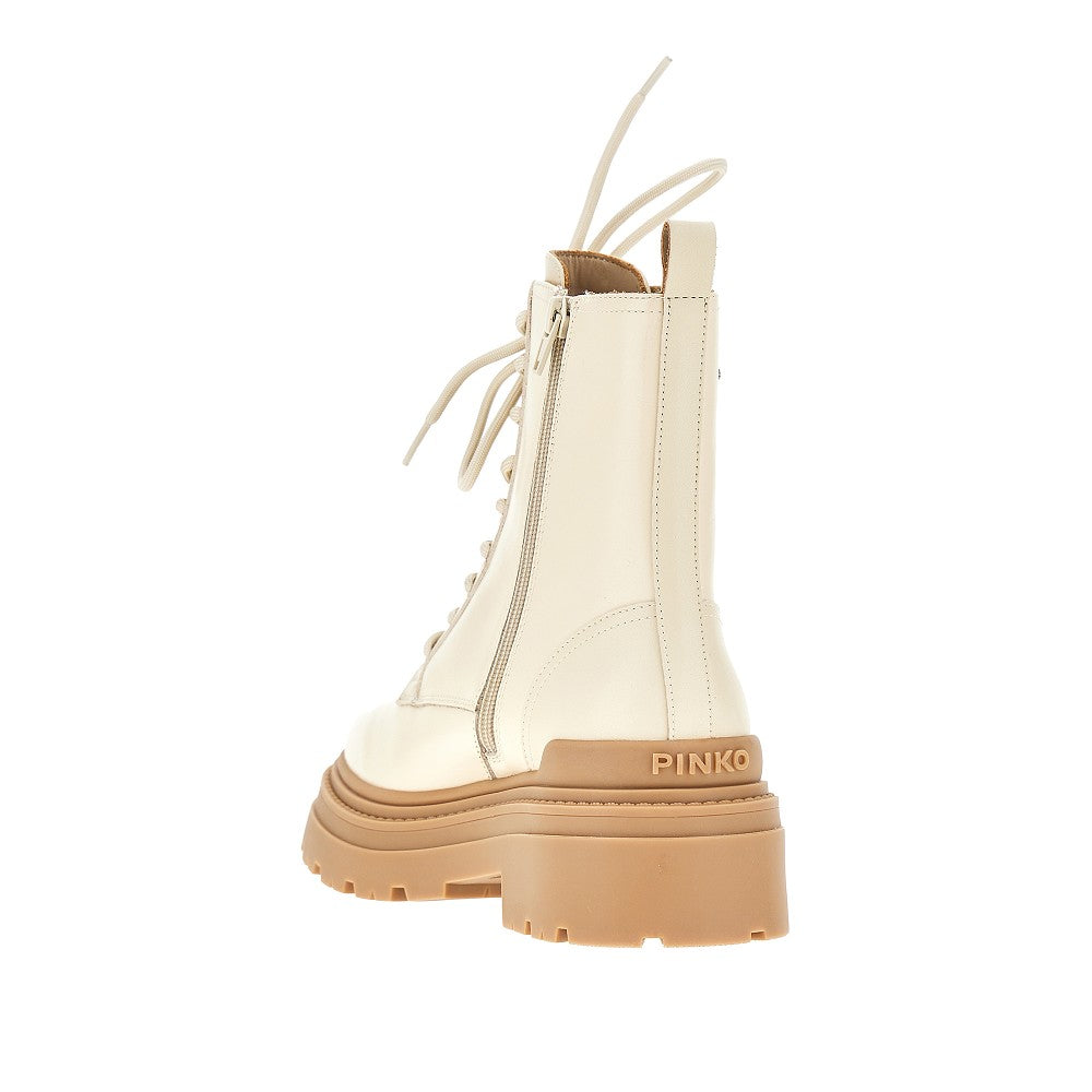 PINKO 40 leather boots with love birds details