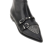 PINKO 36 leather boots with studs and straps