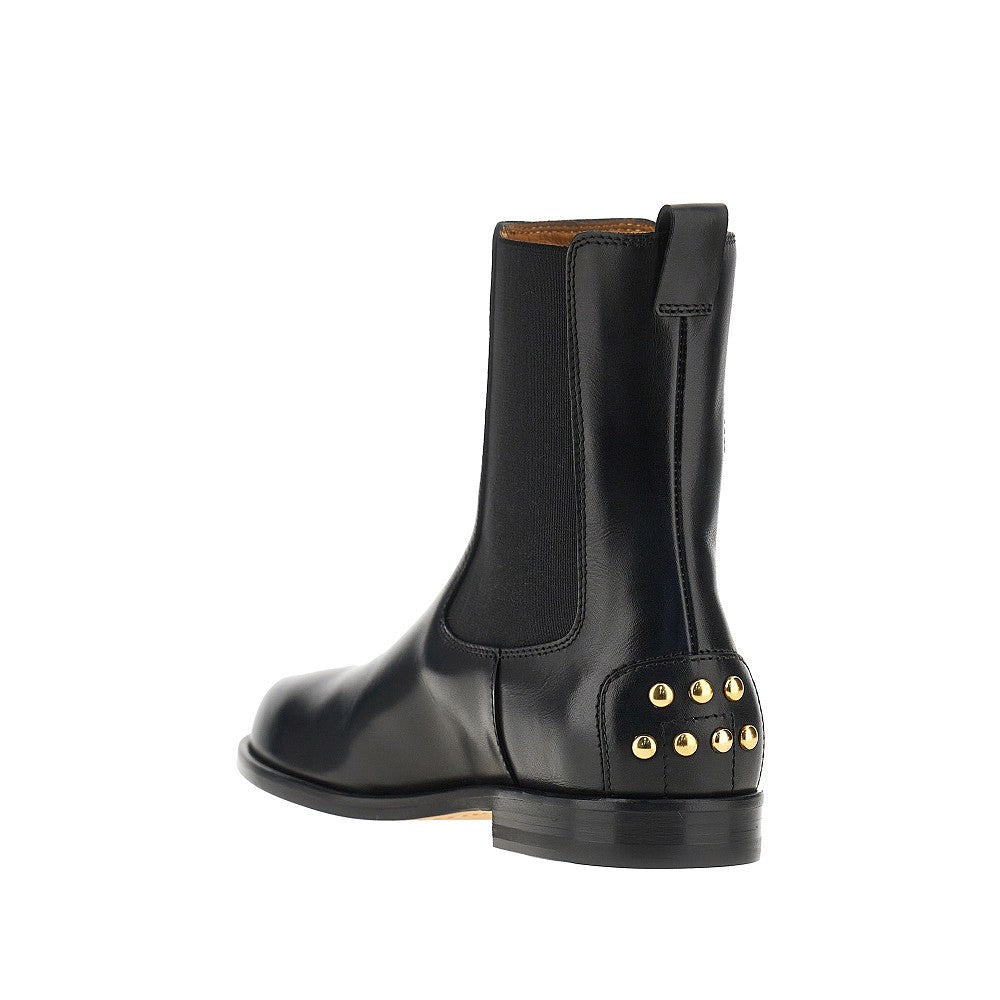 metal dots leather chelsea boots