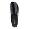 pantent and brushed leather mules