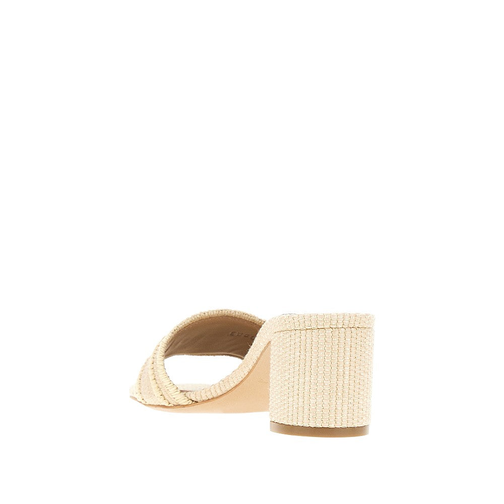 woven raffia mules with ea logo