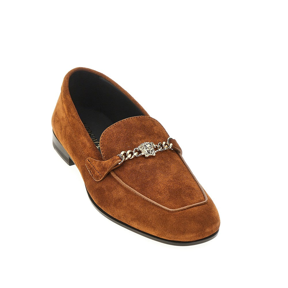 medusa suede leather loafers