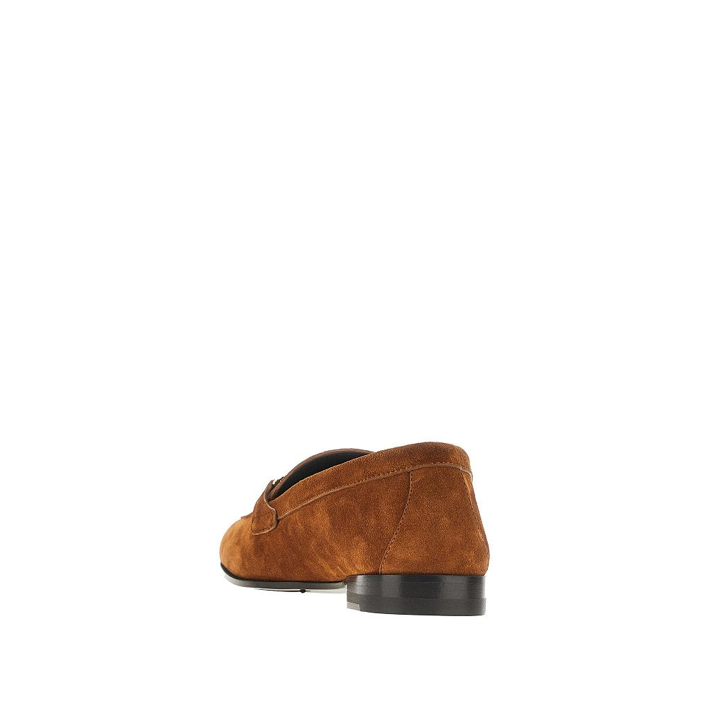 VERSACE 36 medusa suede leather loafers