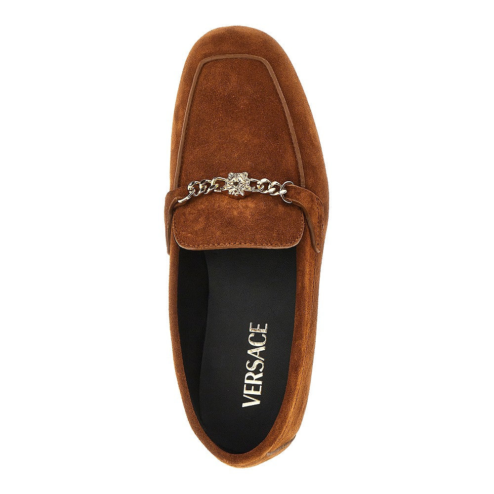 medusa suede leather loafers