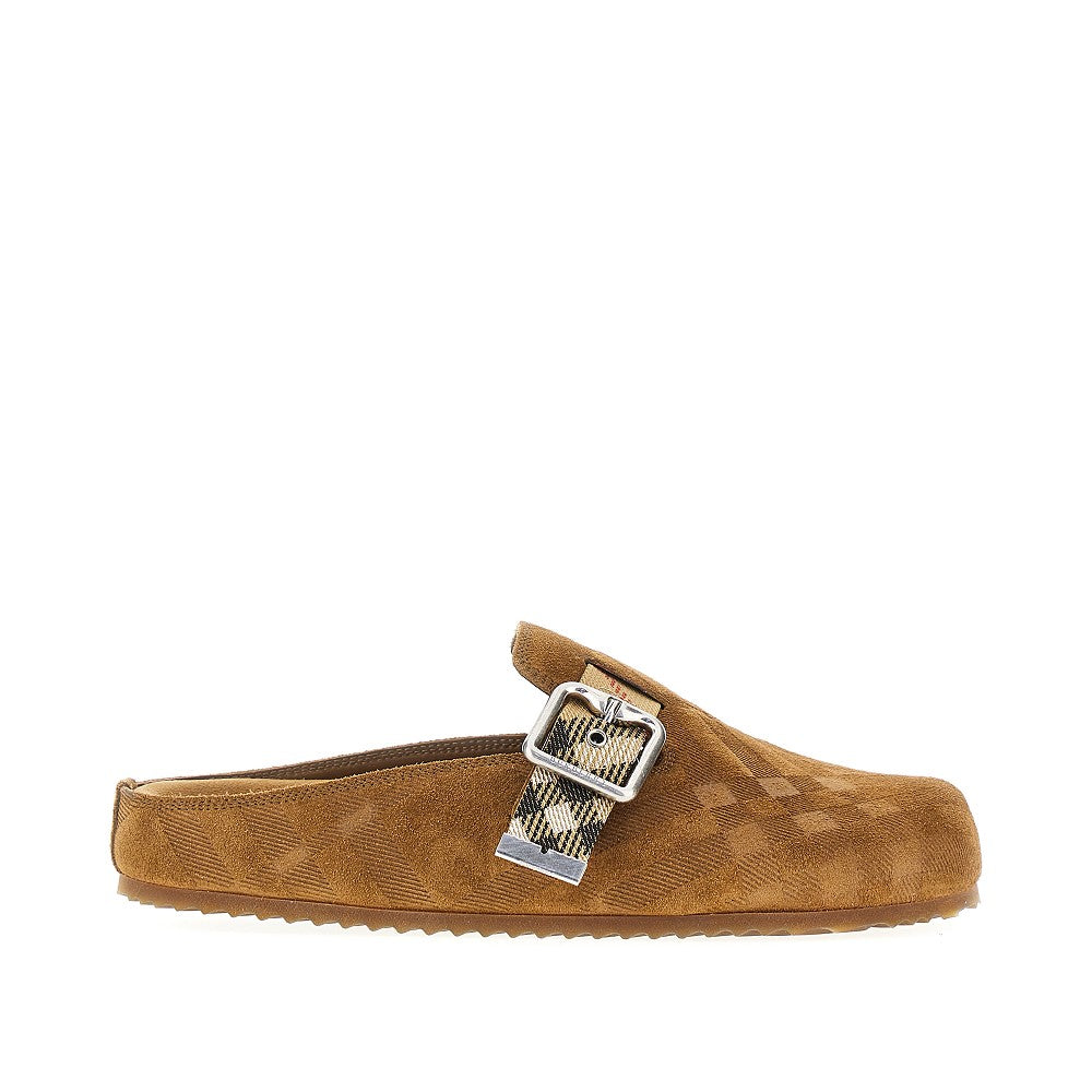 check suede leather urchin clogs